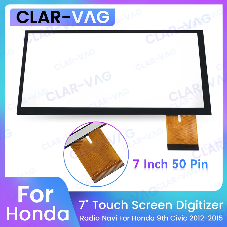 New 7 Inch 50 Pin 166*92mm Glass Display Screen For Honda Civic 9th 2012-2015 Year Car Radio LCD Touch Panel Accessory