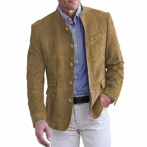 Imagen 2 del producto Chaqueta de ante para hombre, chaquetas de lujo para hombre, chaqueta elegante para hombre, traje de Otoño Invierno para hombres adultos, ropa de disfraz, abrigo nuevo