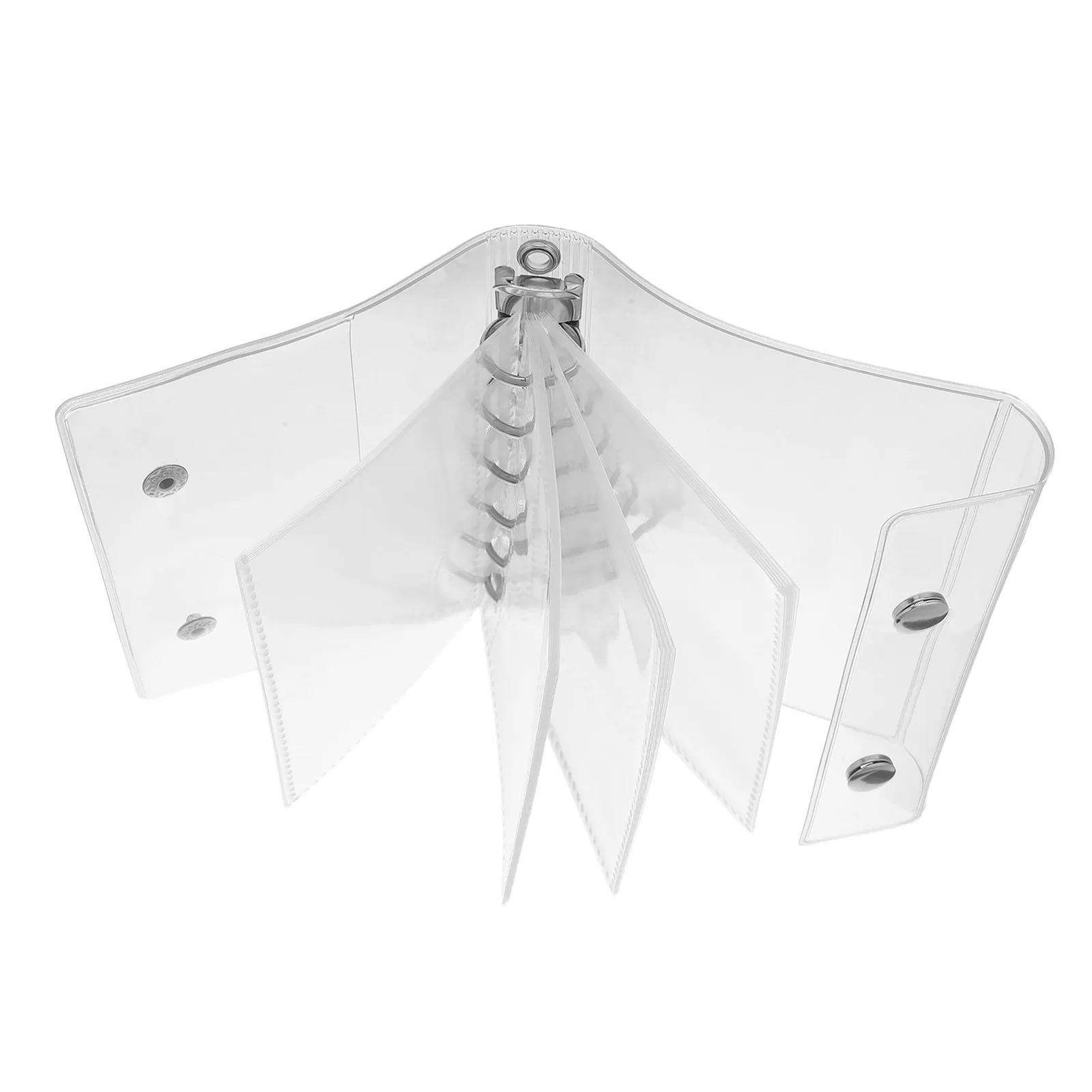 

1Set A7 Planner Binder Mini Transparent PVC Cover Snap Button Refillable Loose Leaf Round Ring Office Pocket Organizer