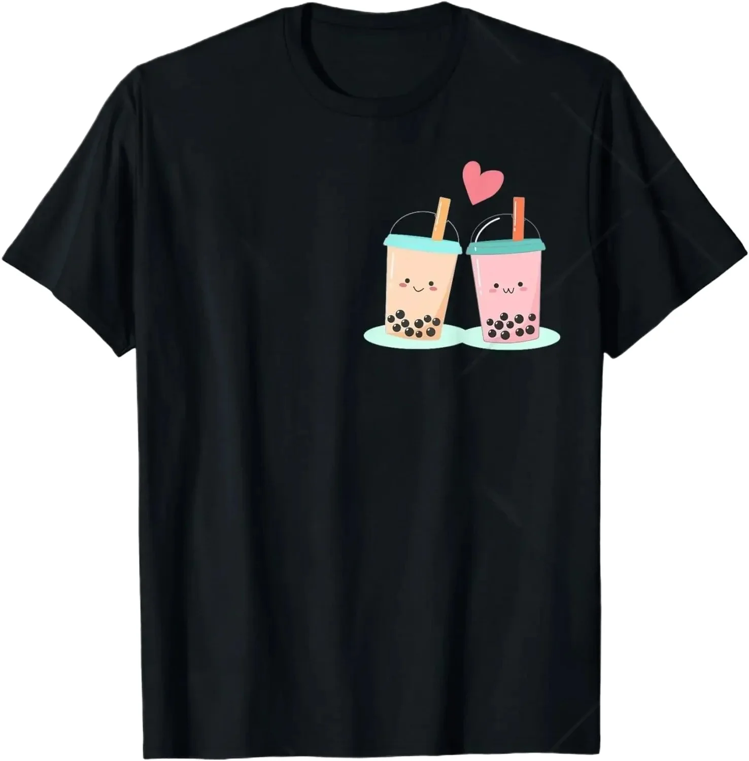 Cute Kawaii Bubble Boba Milk Tea Women T Shirt Simple Graphic Print Summer Female Fashion Y2K Harajuku Short Sleeve Casual Tee