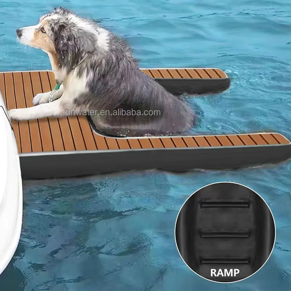 Wooden Dog Swim Pools Float Inflatable Pool Dog Floating Ramp Dog Boat Water Ramp