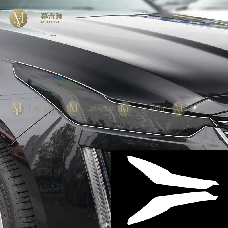 MUQSHI pre cut car headlight scratch resistant PPF/TPU protective film transparent/smoked black film For Cadillac CT5 2020-2024