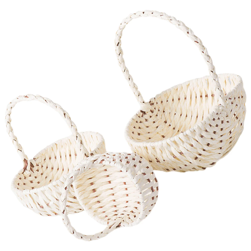 

Portable Picnic Baskets Storage Woven H Sprinkle Flowers Paper Weaving Wedding Travel Fruit Egg Photo Home ganization