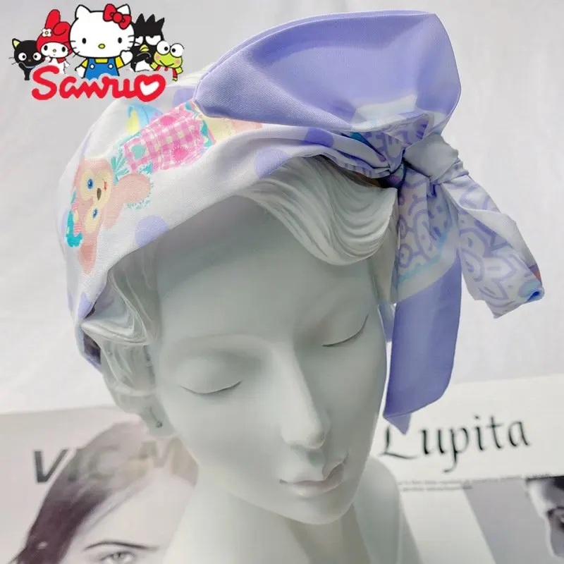 Sanrio Melody Kuromi-bufanda de seda larga multifuncional, banda para el cabello atada, Hello Kitty, Cinnamoroll, Streamer de dibujos animados, Tiara linda, lazo para el cabello