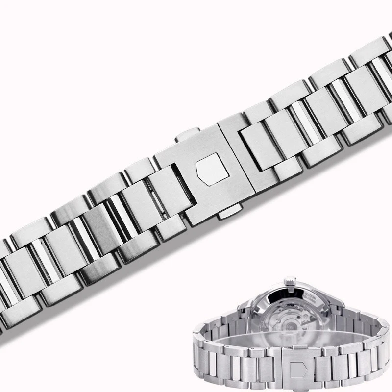 Solid Stainless Steel Watch Strap 22mm Bracelet Watchband For Tag Heuer Calera Series Watch Accessories Band Steel Silver Men