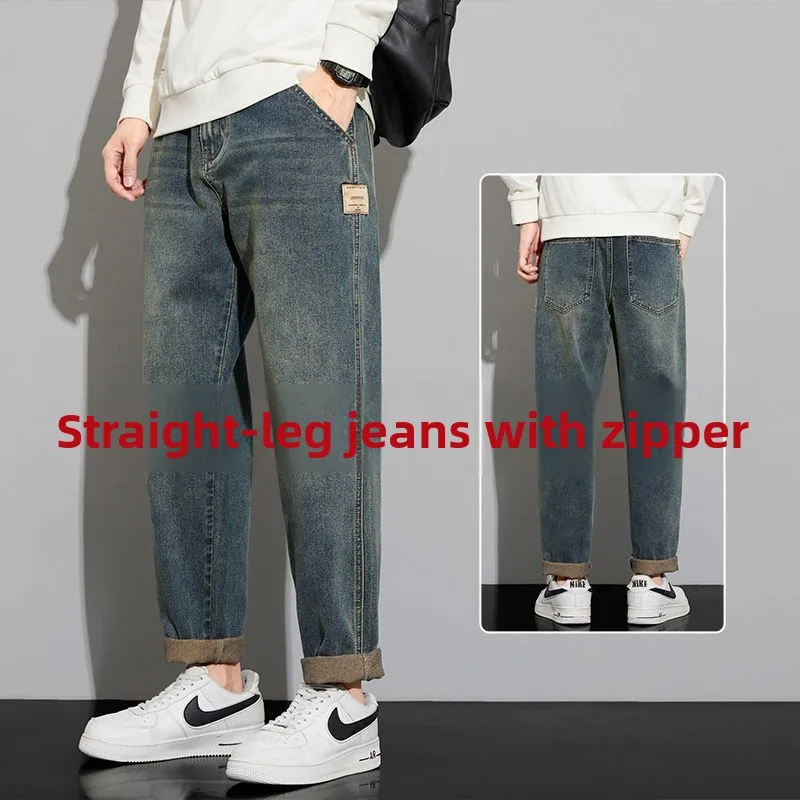 

Мужские прямые джинсы Харлан, повседневная износостойкая одежда, рабочая одежда большого размера, свободные джинсы из хлопка с высокой талией