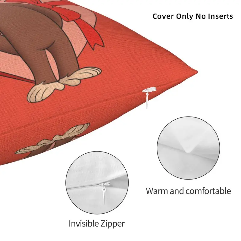 커스텀 해피 발렌타인 데이 조지 호기심 원숭이 쿠션 커버 벨벳, 북유럽 베개 케이스