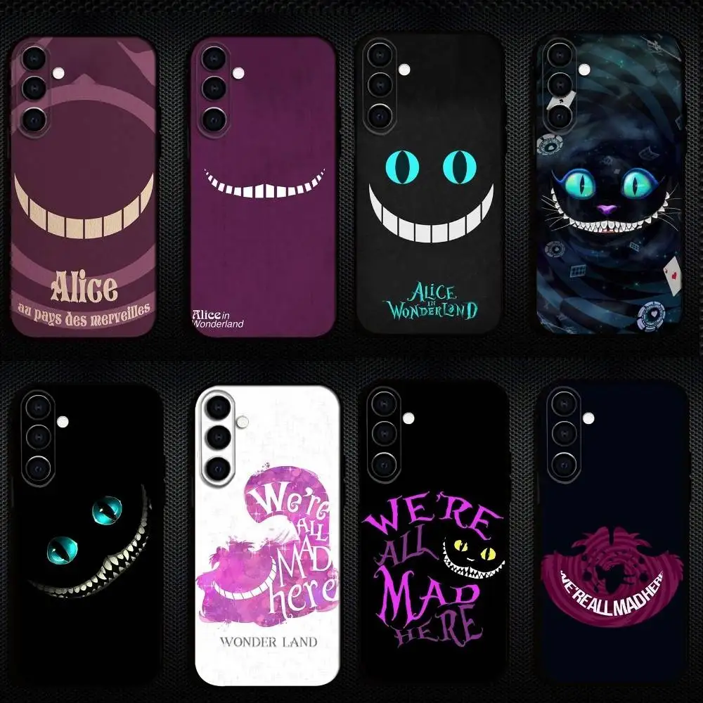 

Cheshire Cat Alice In Wonderland Phone Case For Samsung Galaxy A73,A72,A71,A70,A53,A52,A51,Others Soft Black Shell