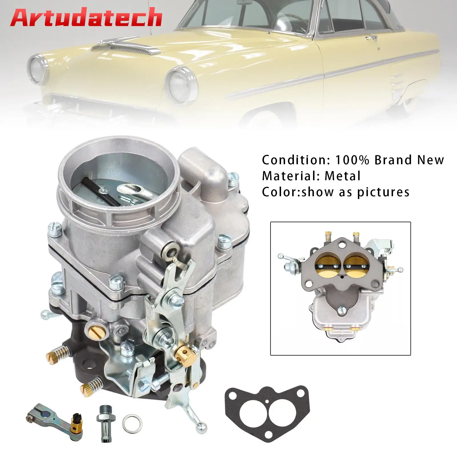 Carburador Artudatech para motores Holley 94 Ford V8 FlatHead 1939-1959 232 "-279", accesorios para coche