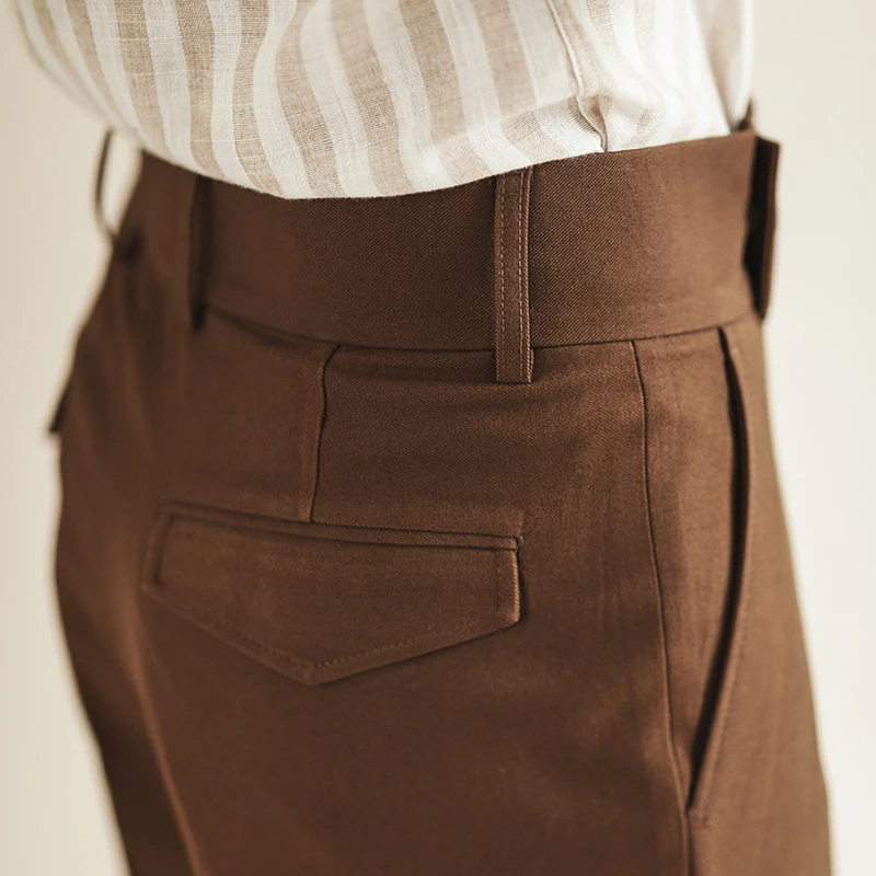 

Брюки прямого кроя с высокой талией для повседневной носки, осенне-зимние, деловые, немнущиеся, эластичные, из смесового полиэстера и хлопка