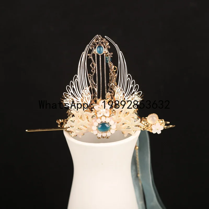 FS Hanfu headgear, a full set of antique hair accessories, a set of antique hairpins, hair crowns, and female fringed step
