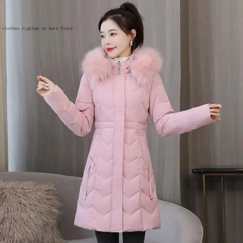 Thick Loose Large Size Padded Jacket Winter Down Cotton Parkas Women's Long Faux Fur Collar Padded Jacket - view 2