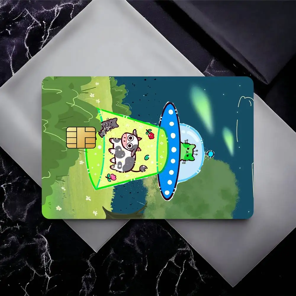 Cartoon Alien Cat Film Skin Card Sticker For Bank Bus Metro Credit Debit Card Waterproof
