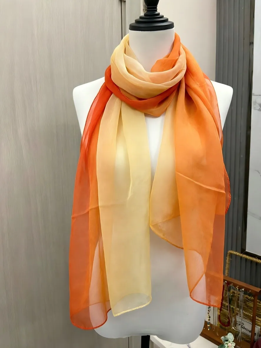 Mode Vier Jahreszeiten Frauen Einfarbig Dünne Weiche Strand Dünne Seidige Georgette Schal Schals Lange Wraps Strand Sonnencreme Hijab – Detail 4