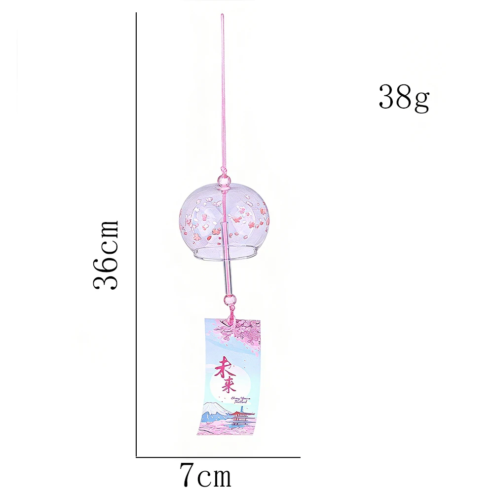Japanese Sakura Glass Wind Chime Kawaii Glass Wind Bell Home Room Wall Decor Wind Campaigns Outdoor Decoraitons Music Bell Sound