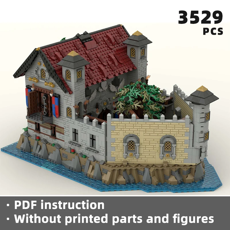 Authentische mittelalter liche Gefängnis Diorama Ziegel Schloss Insel blockiert Moc Gebäude Architektur Marine Royal einzigartige Piraten Insel Anzeige