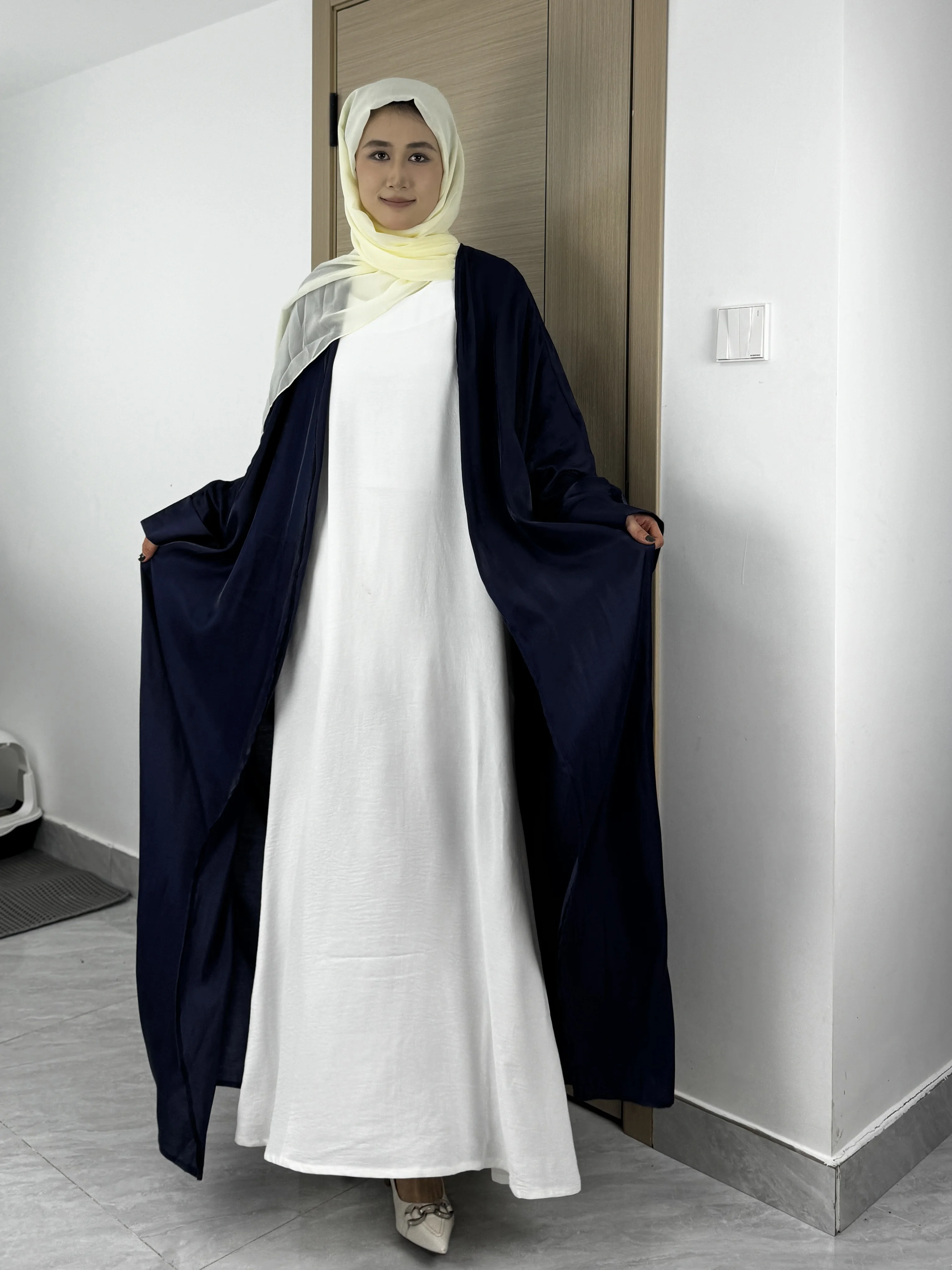 Muslim Out Abaya kaftan Smocking Sleeve One-piece Prayer Women Jilbabs Cardigan Coat Islamic Clothing Dubai Saudi Robe Turkish