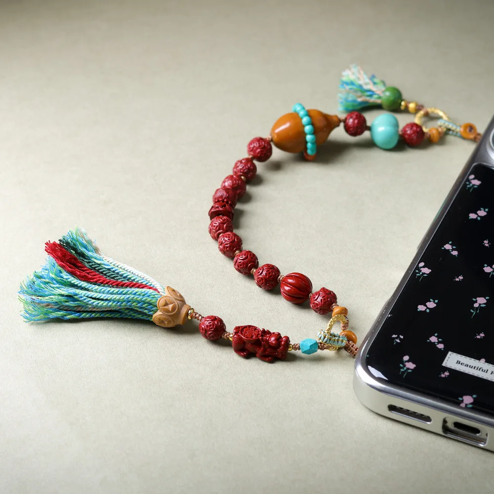 Woven Purple Gold Sand Money String Cinnabar Brave Dual Purpose Mobile Phone Chain Cultural Games Olive Kernel Gourd Pendant