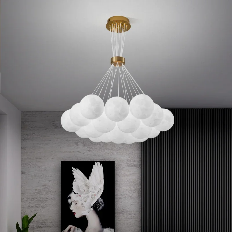 

Modern Moon LED Ceiling Chandelier Island Bubble Ball Pendant Lamp Living Room Decoration Suspension Hanging Light Fixtures