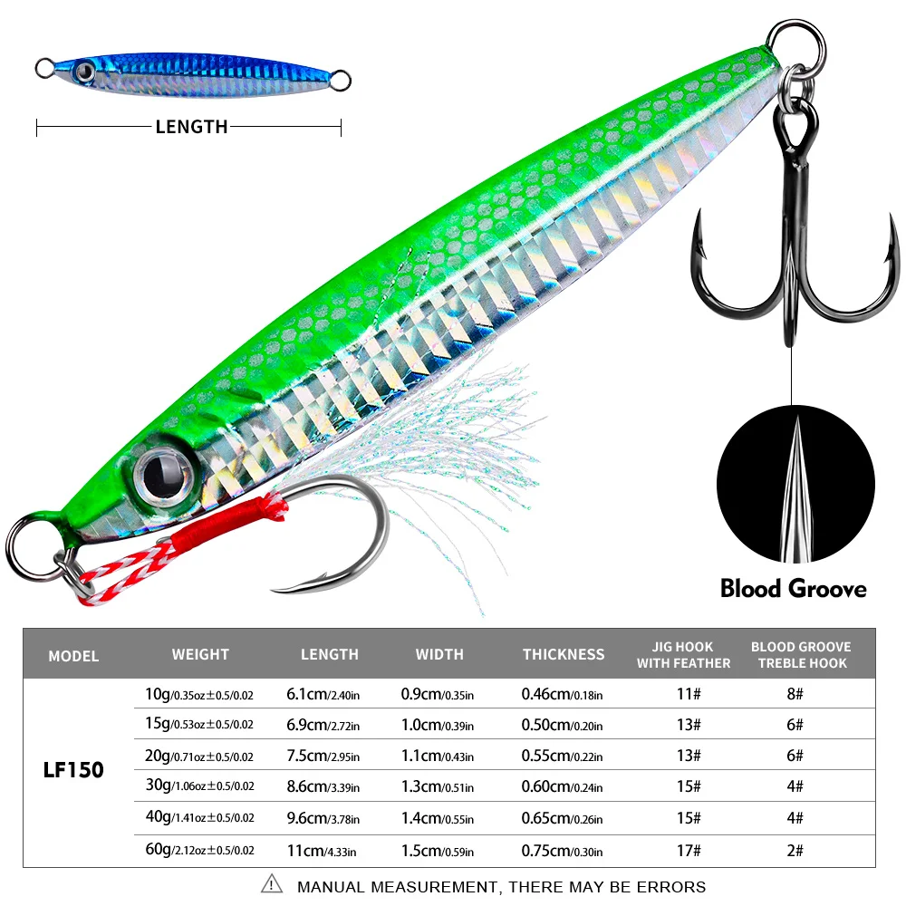 Proberos 1pc Metal Cast Jig Spoon 10/15/20/30/40/60g Shore Casting Jigging Fish Sea Bass Fishing Lure Artificial Bait Tackle view 4