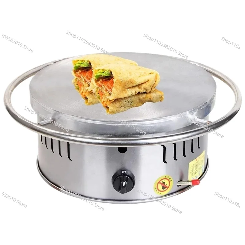 Stainless Steel Gas Rotary Crepe Machine, Commercial Non-Stick Pancake Maker for Snacks