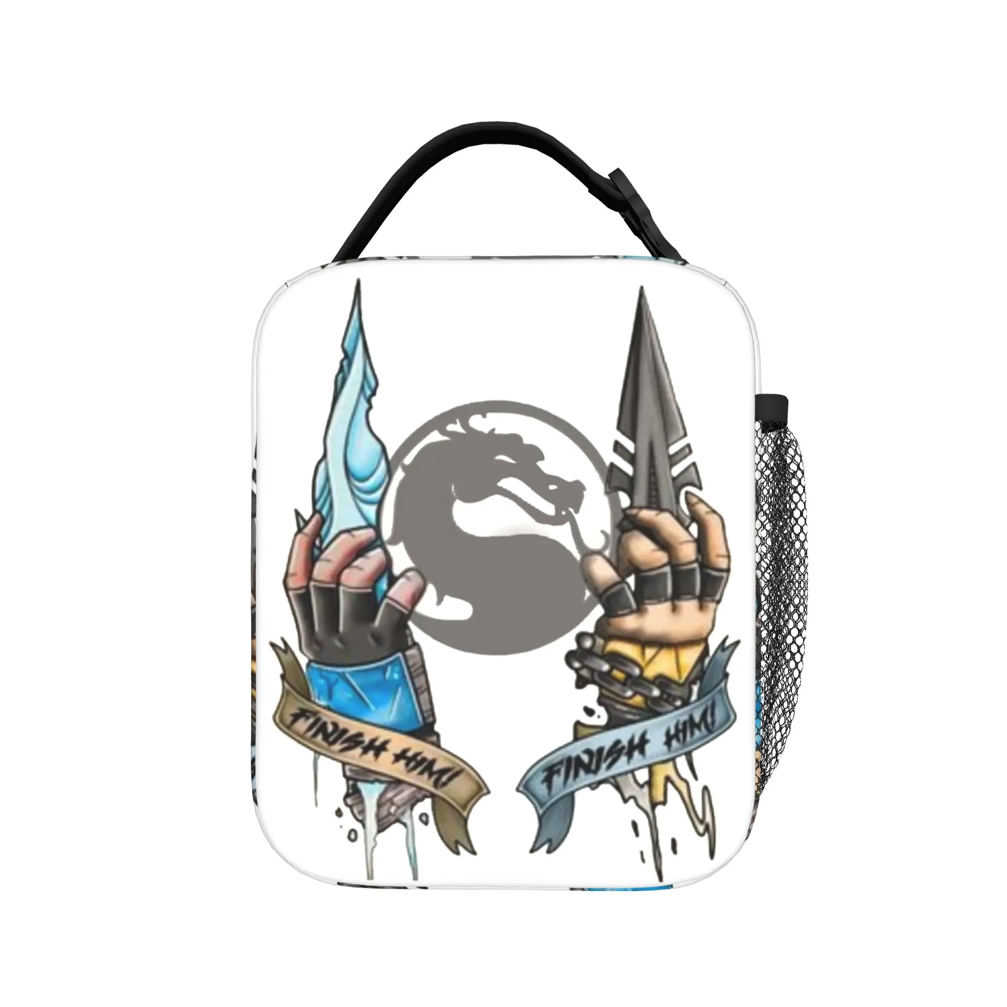 Mortal Kombat Morr Trending Bolsas Térmicas Isoladas para Almoço, Lancheira Sub Zero Scorpion Mk11, Bolsa Tote para Homens e Mulheres