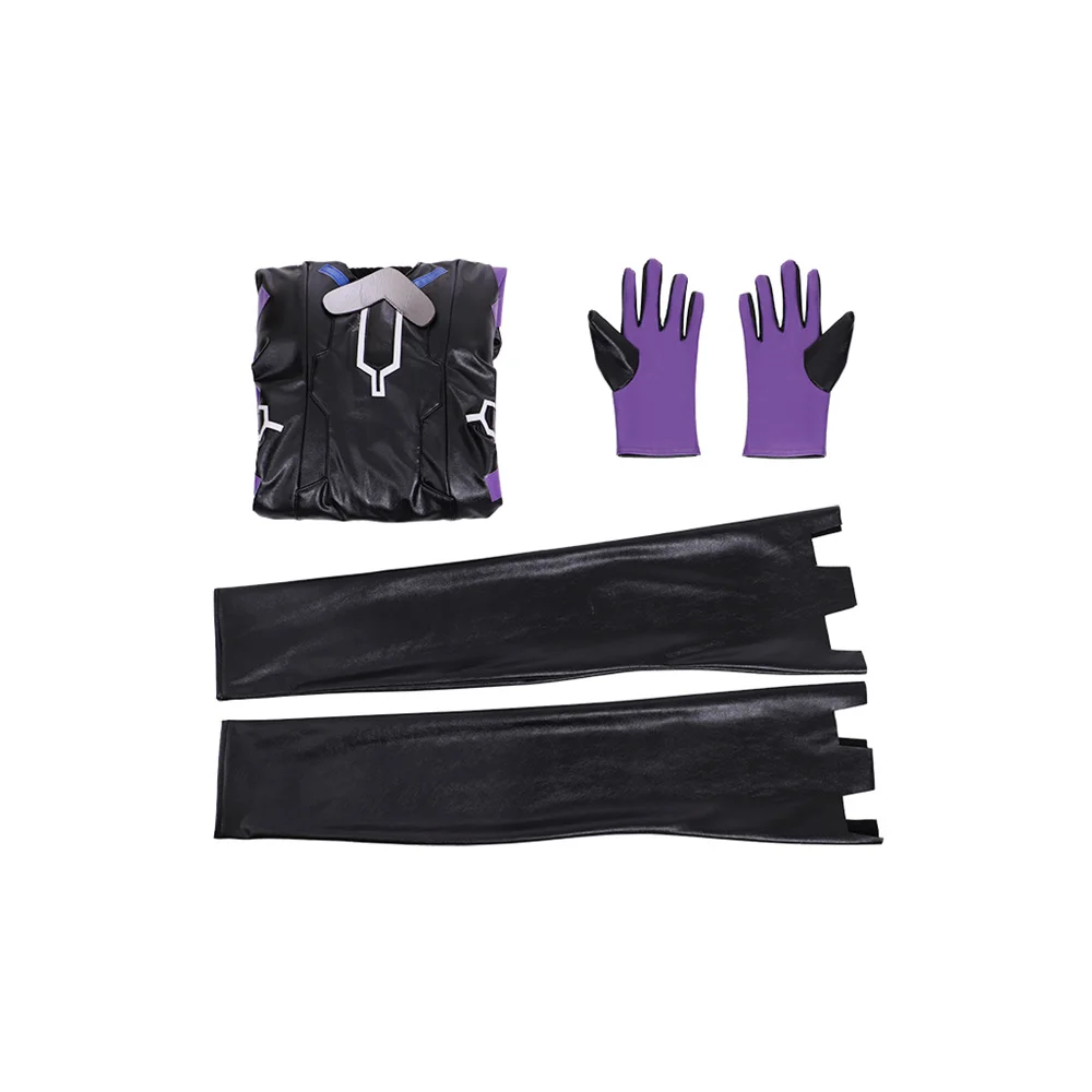 

Game Nepgear Cosplay Costume Black Purple Sister Sexy Jumpsuit Women Black Purple Leather Bodysuit