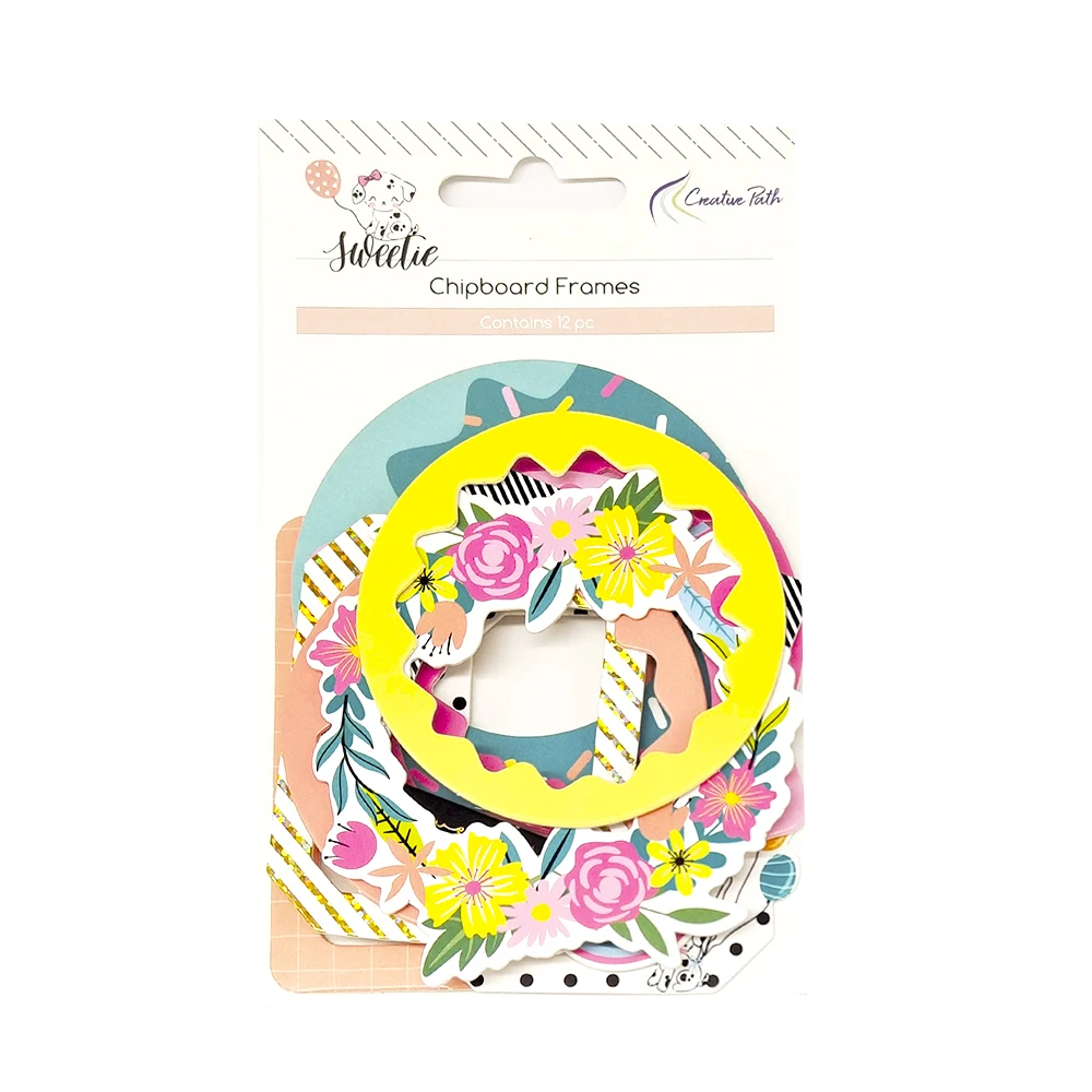 Creative Path 9-delige Sweetie DIY knutselset, decoratief papier, kartonnen frame, stickers, uitstansvormen, voor journaling en scrapbooking, complete sets