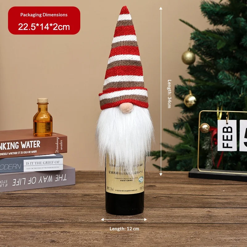 1Pc Christmas Wine Bottle Cover, Knitted Faceless Gnome Wine Bottle Sleeve, Xmas Table Wine Bottle Decor