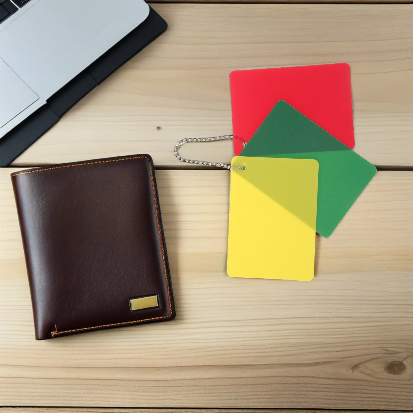 

4Sets Referee Cards Kit Red Yellow Green for Soccer Football Volleyball Use Penalty Card Set Referee Set