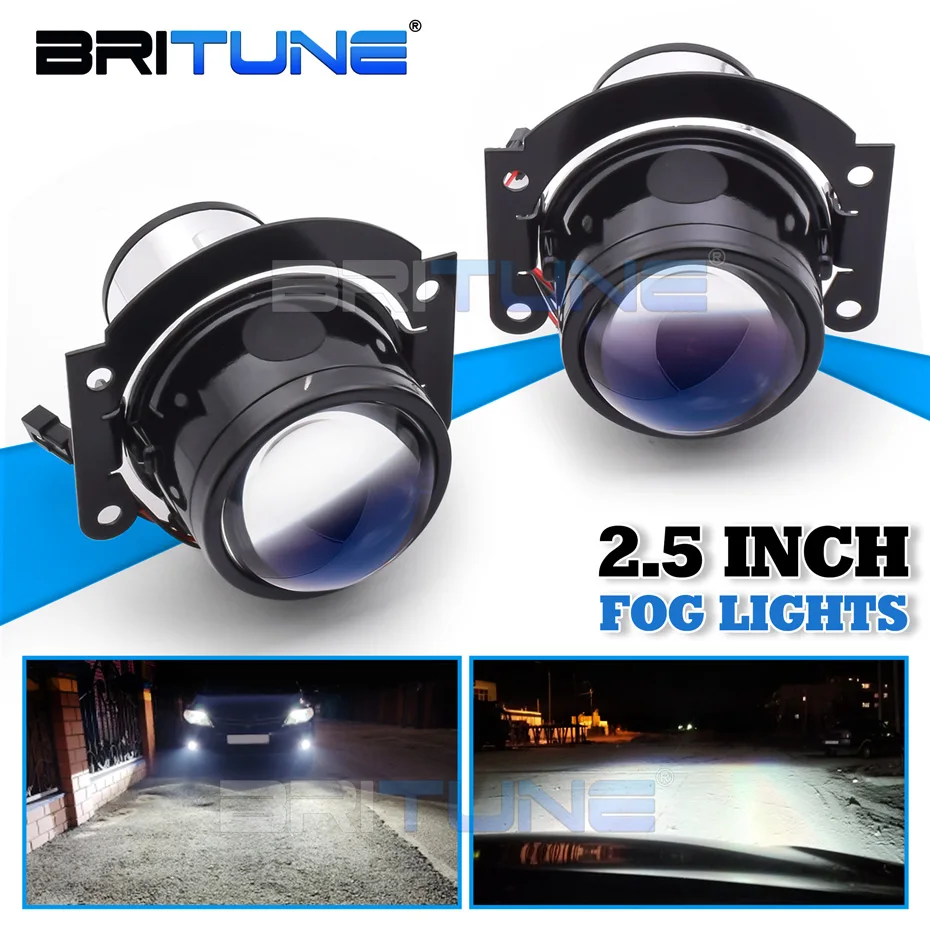 2,5-calowe soczewki lamp przeciwmgielnych, projektory soczewka Bi-xenon, żarówki HID LED H11, uniwersalny zestaw reflektorów do jazdy, tuning samochodów motocykli