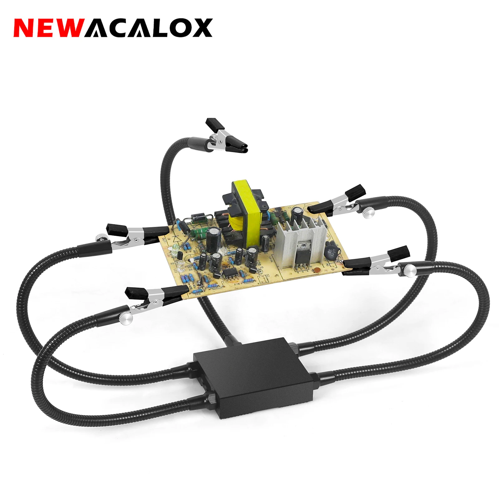 

NEWACALOX Third Helping Hand Soldering Station 5pcs Flexible Arms PCB Holder Welding Repairing Workbench Alligator Clip Tool