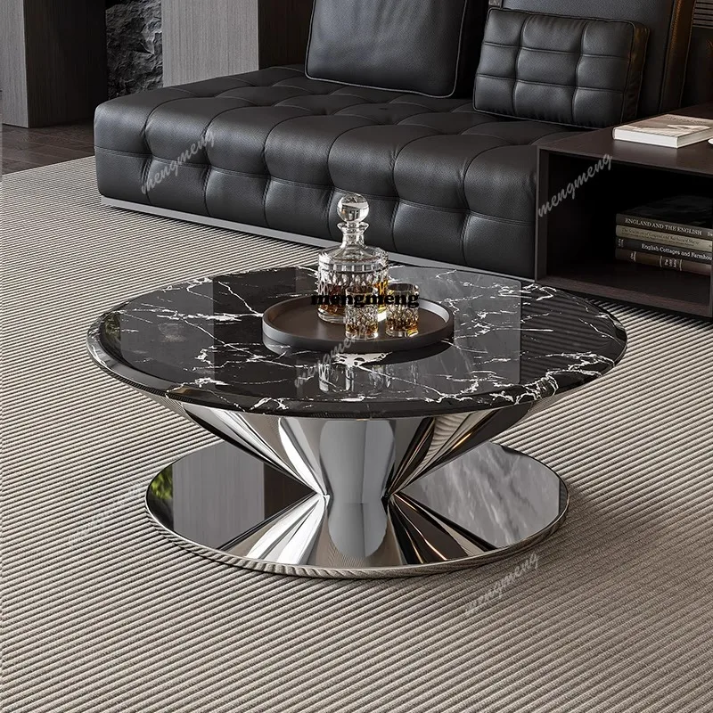 Italian Minimalist Coffee Table Round Designer Modern Metal Coffee Table Clear Decoration Aesthetic Mesa Auxiliar Home Furniture