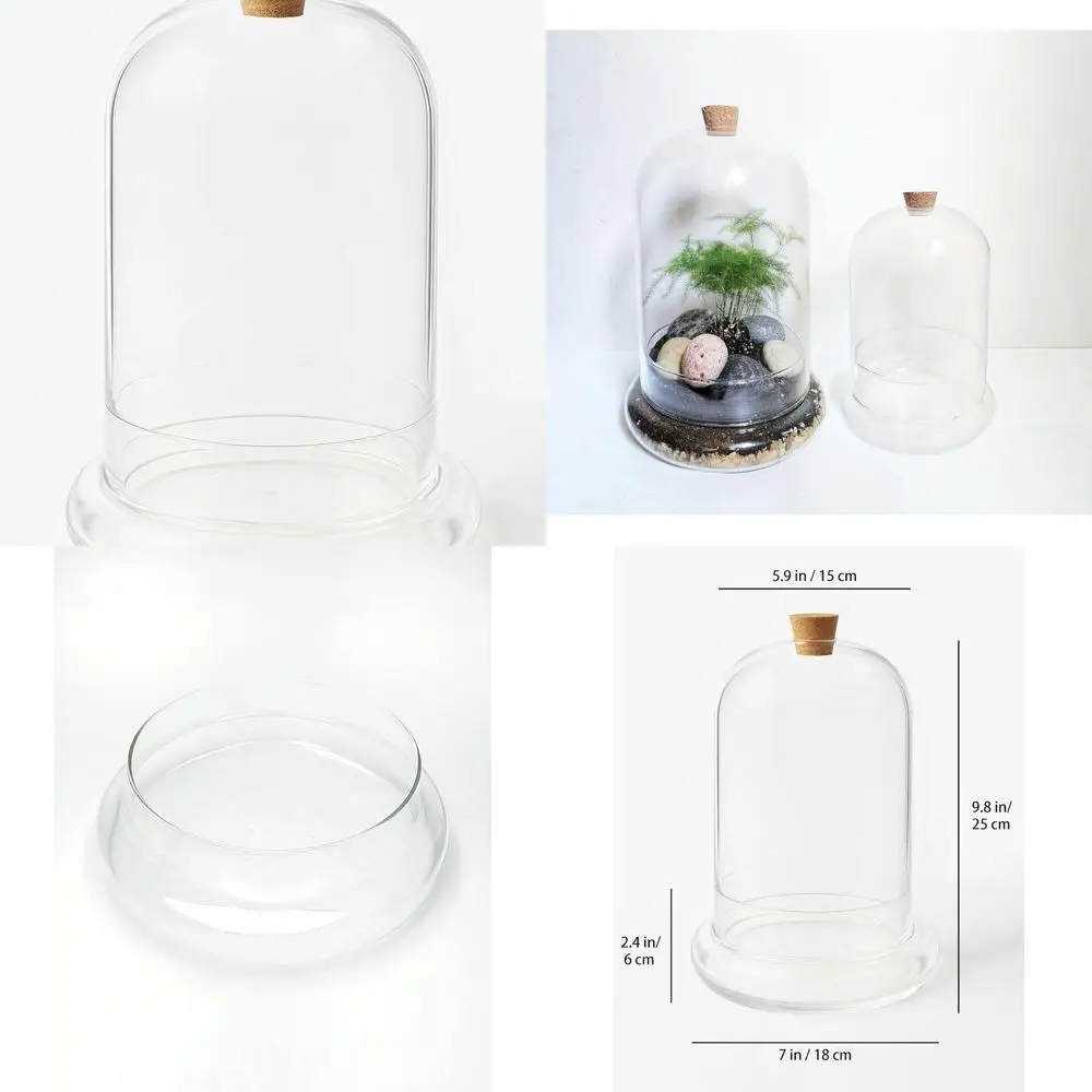 

Большой стеклянный террариум ручной работы с вентиляционным отверстием и пробкой, купольная витрина для виварий в стиле клош