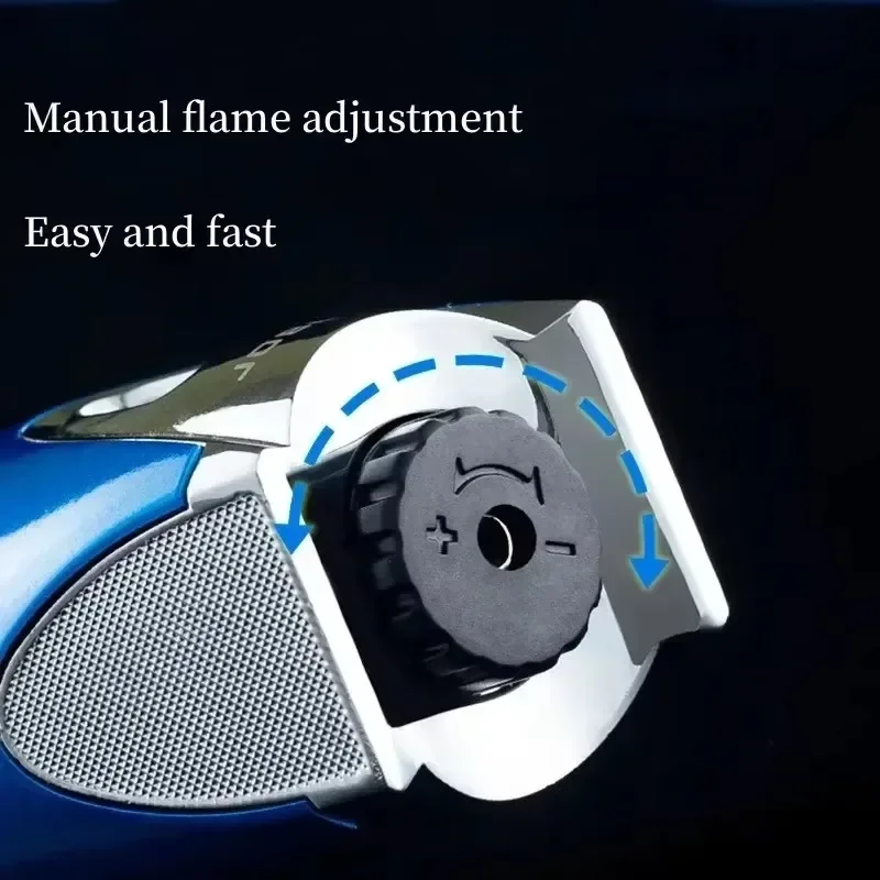Jobon Hot Windproof Metal Turbine Direct Injection Flare Gas Lighter Blue Direct Flame Adjustable Visible Gas Window Men's Gifts view 3