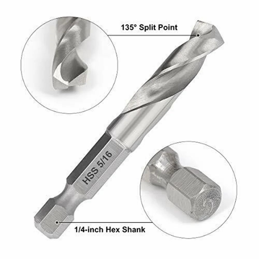Hex Shank Short Bit Set with Evenly Distributed Carbides and 135 Degree Standard Tip for Versatile Drilling Needs (6pcs)
