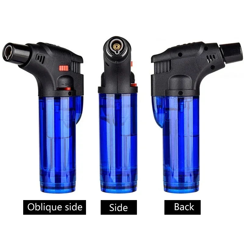 Windproof Metal Gas Torch Lighter Portable Cigar Lighter Powerful Turbo Inflatable Butane Jet Flame Lighter Kitchen BBQ Ignition