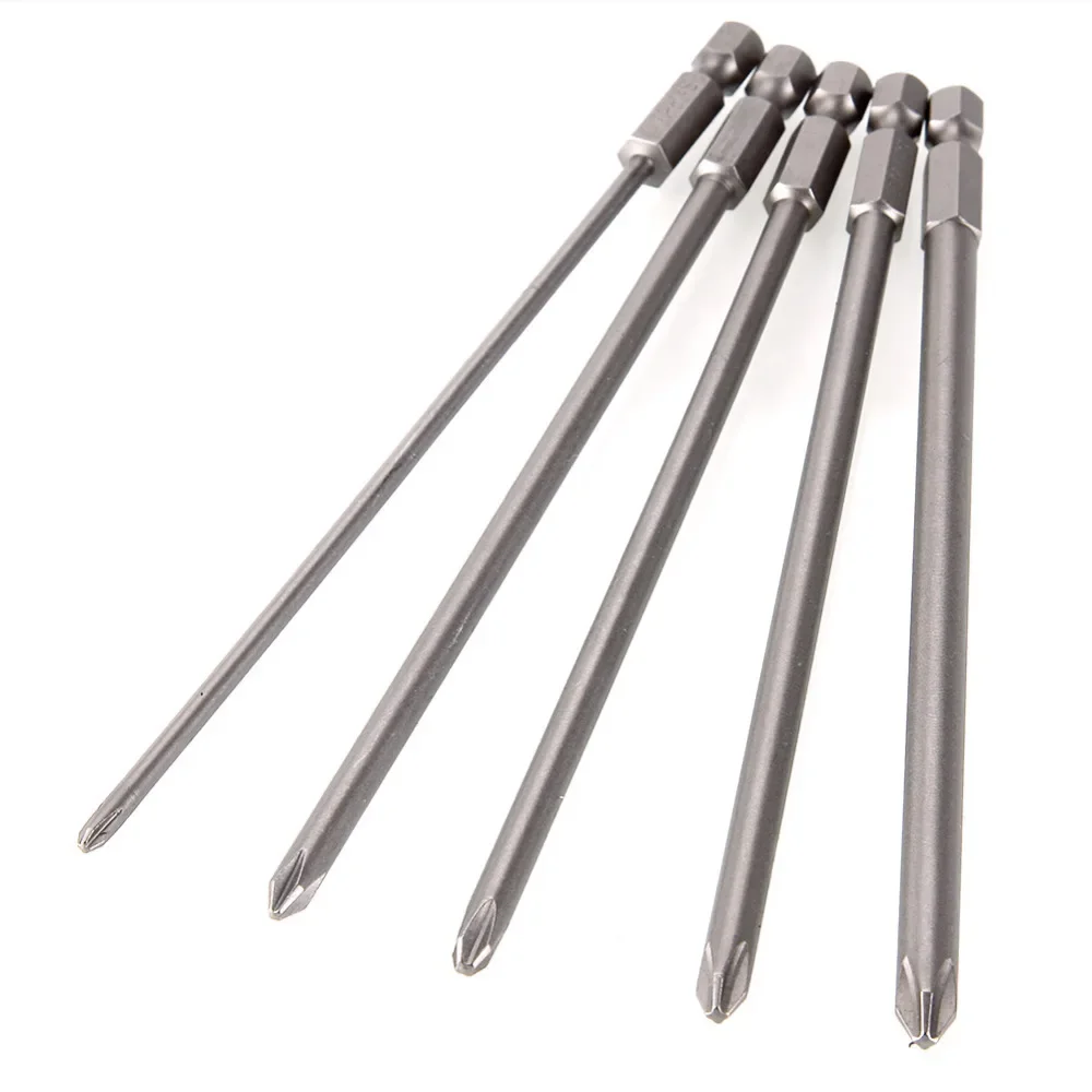 5pcs Magnetic Philips Screwdriver Set 1/4 Inch 6.25mm Shank S2 Alloy Steel 150mm Long Magnetic Hex Screwdriver Bit