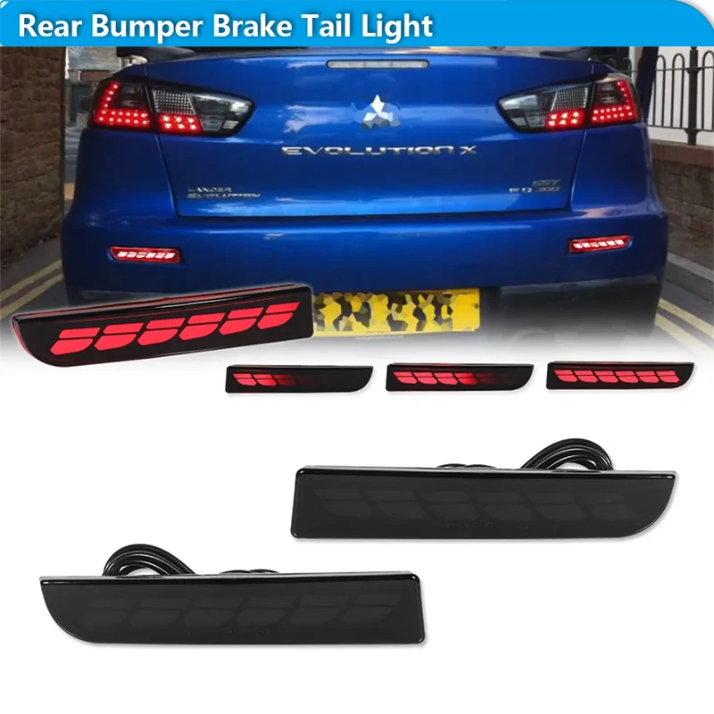

For Mitsubishi Lancer Outlander Evolution X Rear Bumper Reflectors Tail/Brake Lights LED Rear Fog Lights w/ Dynamic Turn Signal