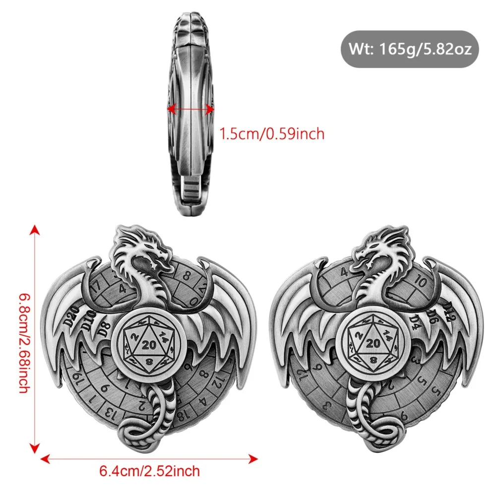 7-in-1 DND Flying Dragon Metal Dice Spiner، مناسب لمشغلات الألعاب والزنزانات والتنينات #6