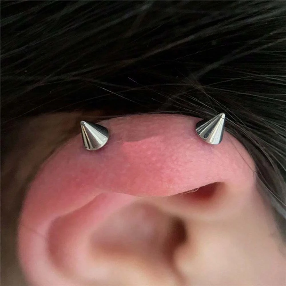 2PCS/Set Spike Lip Piercing Snake Bites Stainless Steel Helix Cartilage Earring Ear Piercing Body Jewelry Punk Style 16G 14G - view 2