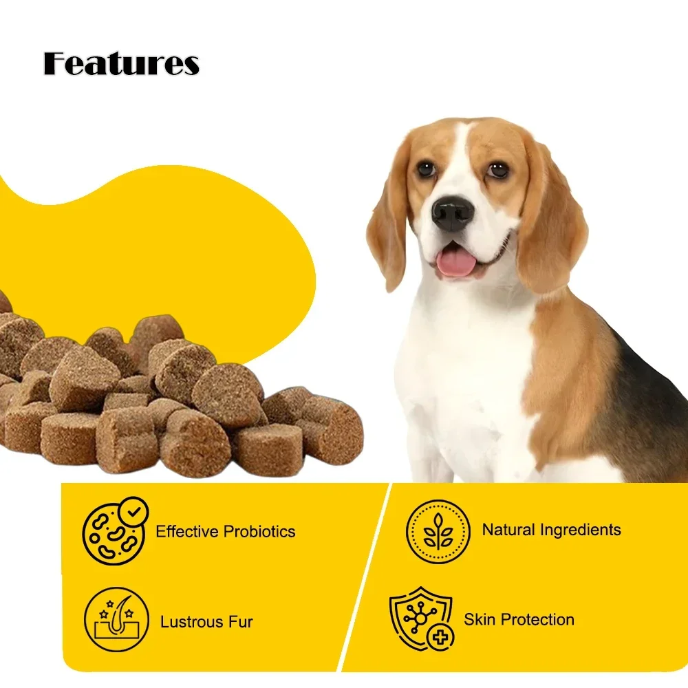 Premium Pet Probiotic Soft Chews for Dogs | Enhance Skin & Coat Health, Reduce Shedding, Delicious Nutritional Supplement