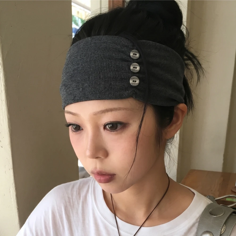 Travel Accessories For Elderly - Ins Vintage Wide Button Headband Sweet