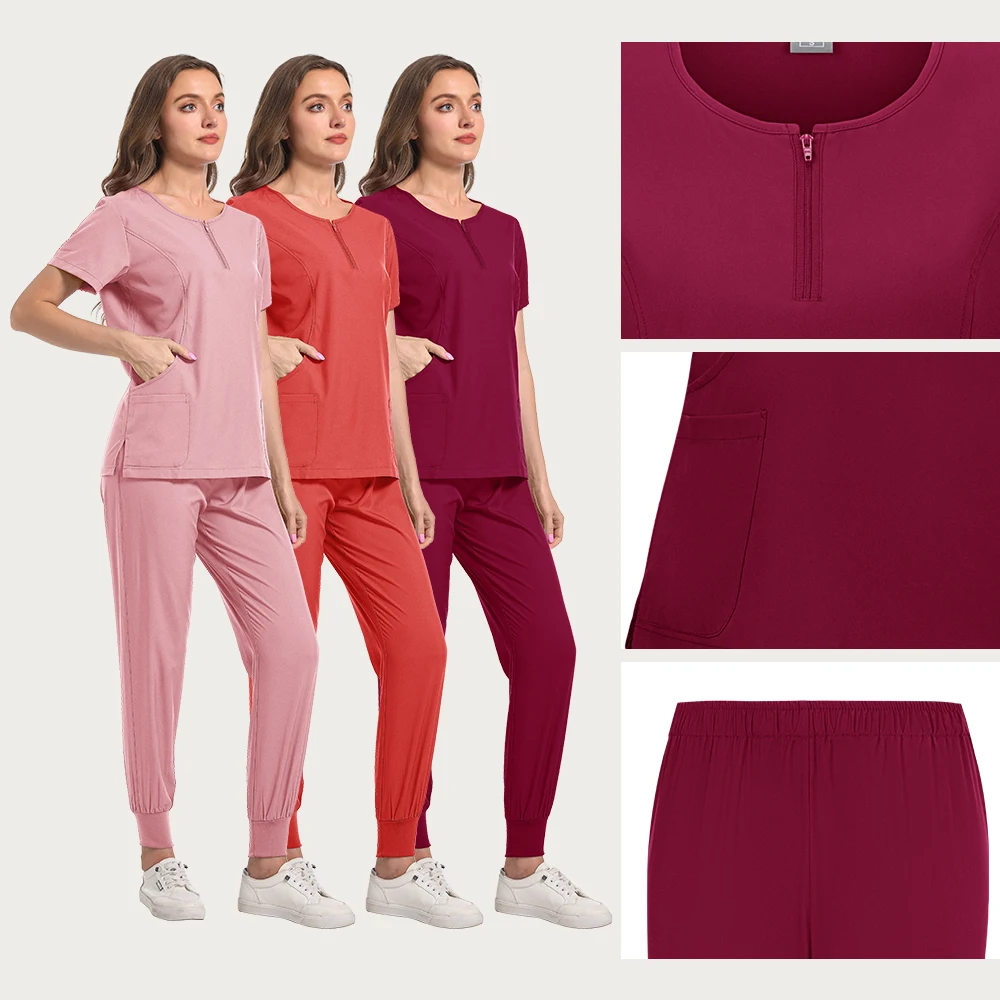 Medical Scrub Set Soft Elastic Fabric Clinic Workwear Operating Room Top Pants Surgical Clothes Hospital Uniform
