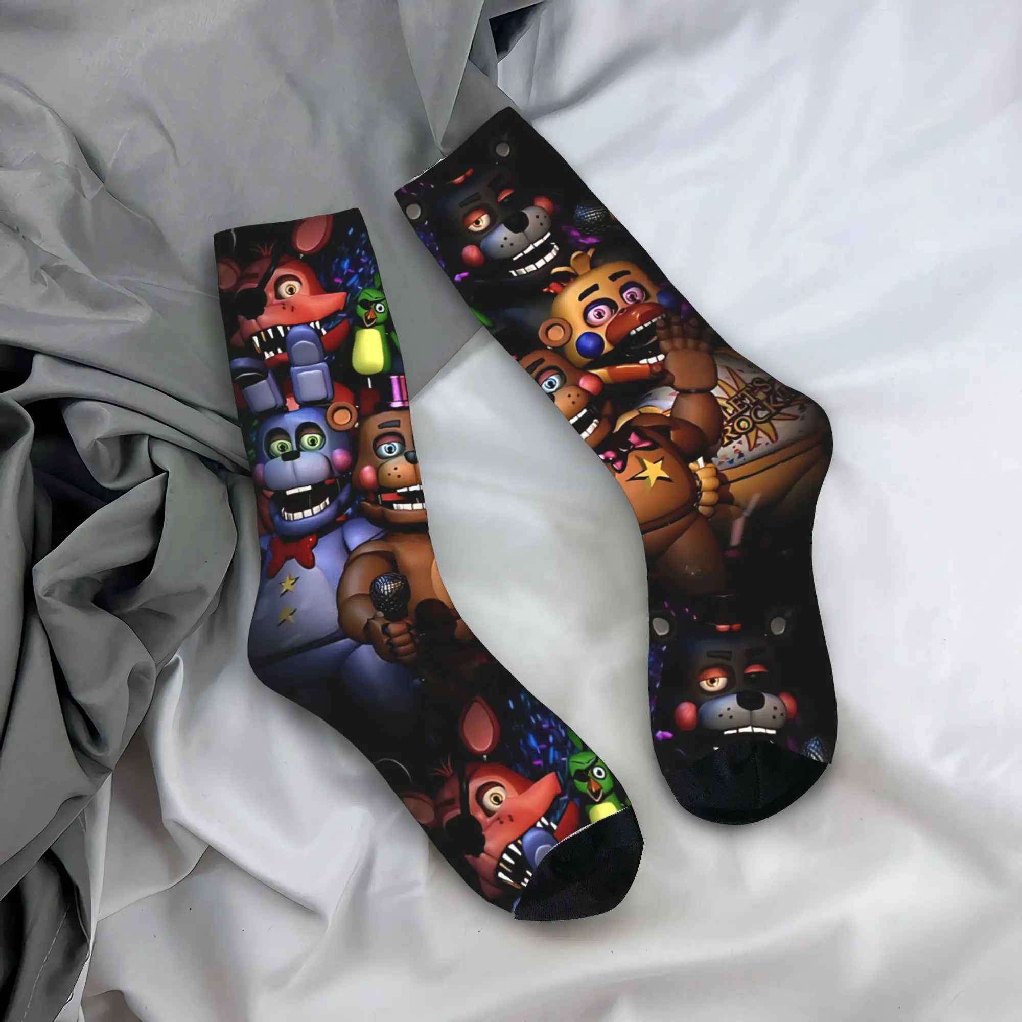 Men's Socks Security Breach FNAF Stockings Autumn Gothic Comfortable Socks Pattern Outdoor Sports Anti Slip Socks