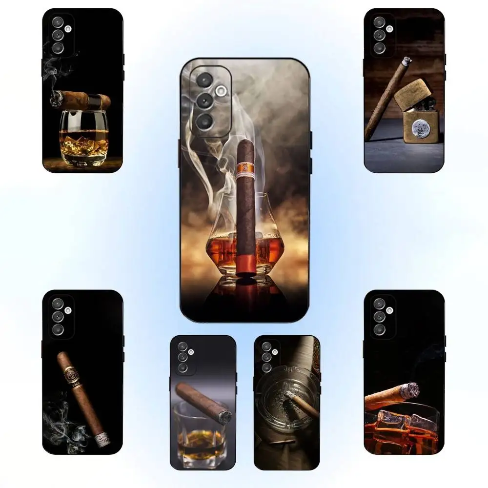 

Cigar Cigarette Phone Case For Samsung Galaxy A91,A80,A73,A72 ,A71,A53A52,A32 ,A31A22,A21s,A20,Black Cover