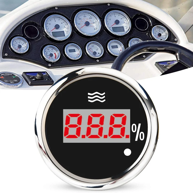 

HOT SALE 52Mm Digital Water Level Gauge 0-190 Ohm 240-33 Ohm Universal Water Tank Level Meter Red Backlight With Alarm