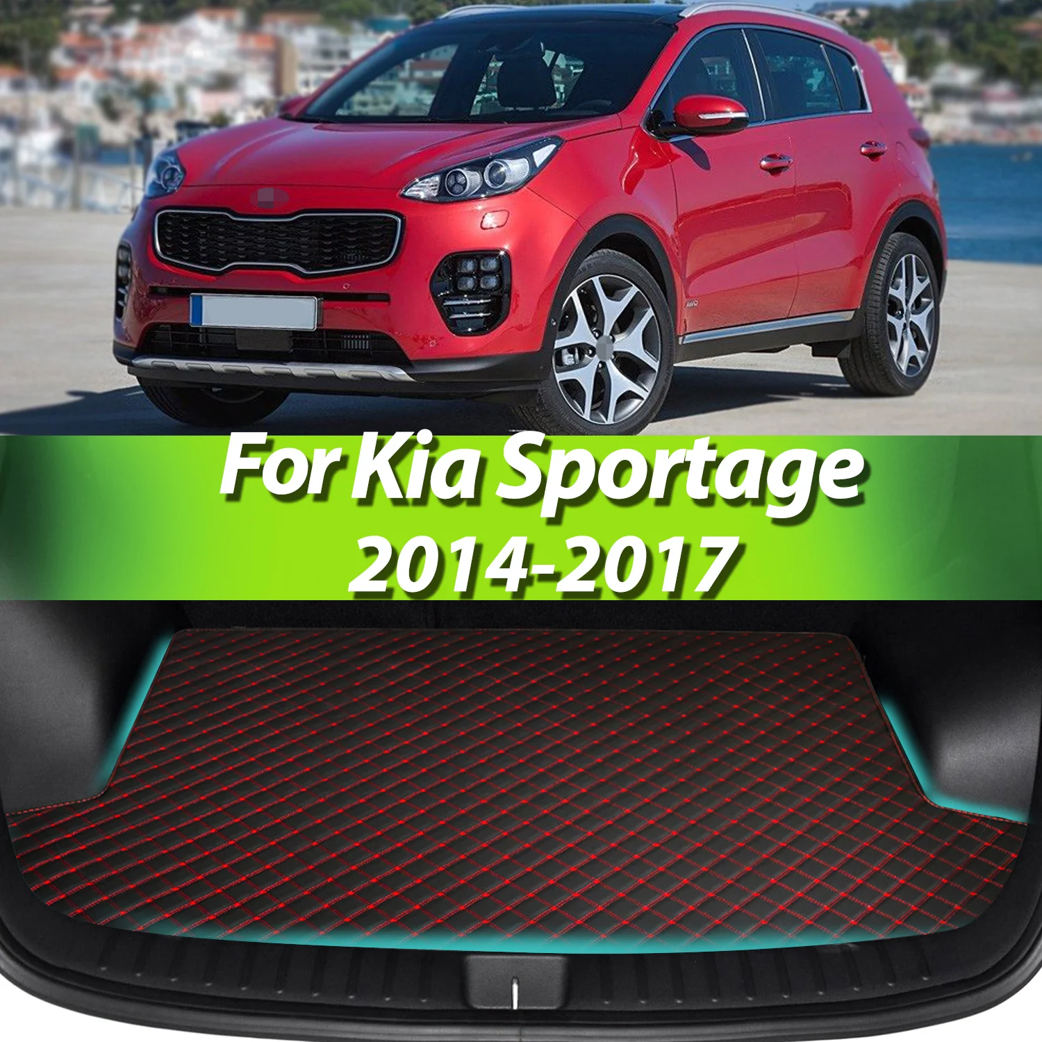 

For Kia Sportage 2014-2017 Artificial Leather Car Trunk Mat Rear Trunk Cargo Protective Mat Car Interior Accessories