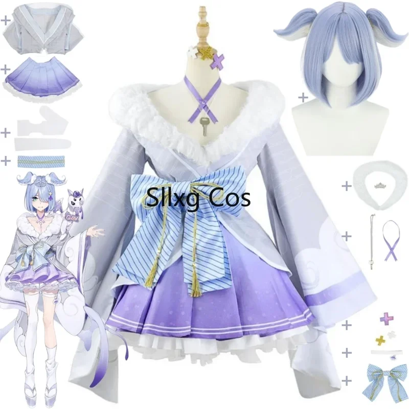 FC6YouTuber VTuber Elira Pendora NIJISANJI EN LazuLight Cosplay Costume Wig Anime Sexy Woman Kimono Lolita Dress Halloween @FC8！