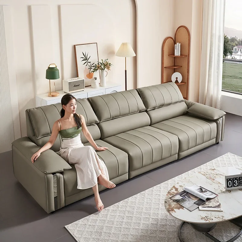 Włoska minimalistyczna elektryczna sofa funkcja skórzana sofa salon domowa wysuwana sofa Sala De Estar meble do sypialni